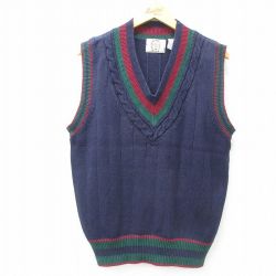 M★古着 シアーズ チルデン ニット ベスト メンズ 90年代 90s 紺他 ネイビー 25feb08 中古 トップス