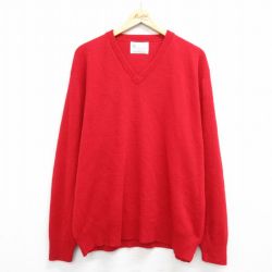 XL★古着 ロンドンフォグ 長袖 セーター メンズ 90年代 90s 無地 大きいサイズ アクリル Vネック USA製 赤 レッド 25feb13 中古 ニット トップス