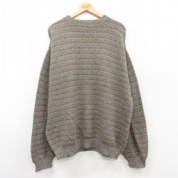 【50%OFF】XL★古着 長袖 セーター メンズ 90年代 90s コットン クルーネック USA製 グレー系他 25feb14 中古 ニット トップス