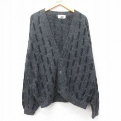 XL★古着 長袖 ニット カーディガン メンズ 90年代 90s 大きいサイズ 黒他 ブラック 25feb15 中古 トップス