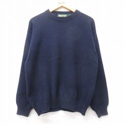 【50%OFF】L★古着 アメリカンイーグル American Eagle 長袖 セーター メンズ 90年代 90s クルーネック 紺 ネイビー 25feb15 中古 ニット トップス