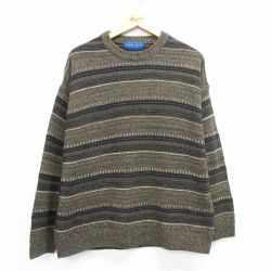L★古着 タウンクラフト 長袖 セーター メンズ 90年代 90s クルーネック 茶系他 ブラウン 25feb17 中古 ニット トップス