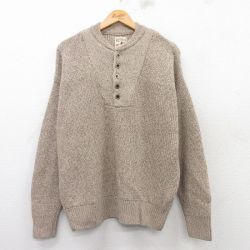 L★古着 レッドヘッド 長袖 セーター メンズ ヘンリーネック ベージュ カーキ 霜降り 25feb18 中古 ニット トップス