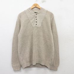 L★古着 エディーバウアー 長袖 セーター メンズ コットン ヘンリーネック 茶 ブラウン 25feb19 中古 ニット トップス