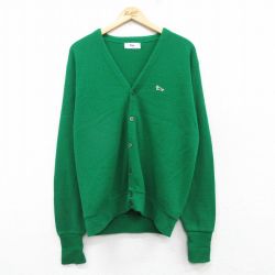 M★古着 長袖 ニット カーディガン メンズ 80年代 80s カメ 緑 グリーン 25feb19 中古 トップス