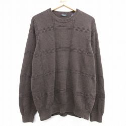 【50%OFF】XL★古着 バンヒューセン 長袖 セーター メンズ コットン クルーネック 茶 ブラウン 25feb28 中古 ニット トップス