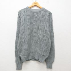 M★古着 長袖 セーター メンズ 90年代 90s アクリル クルーネック グレー 25mar01 中古 ニット トップス