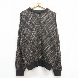 XL★古着 長袖 セーター メンズ 90年代 90s アクリル クルーネック グレー 25mar01 中古 ニット トップス
