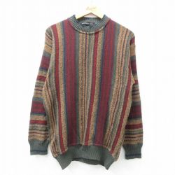 M★古着 長袖 セーター メンズ 00年代 00s クルーネック イタリア製 茶系他 ブラウン 25mar06 中古 ニット トップス