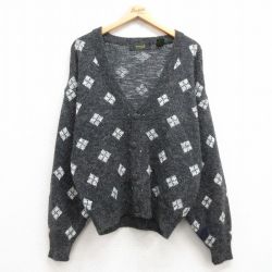 L★古着 長袖 ニット カーディガン メンズ 00年代 00s グレー 25mar06 中古 トップス