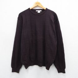 L★古着 長袖 セーター メンズ 00年代 00s クルーネック 濃紫 パープル 25mar07 中古 ニット トップス