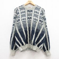 L★古着 マックレガー 長袖 セーター メンズ 90年代 90s クルーネック グレー他 25mar08 中古 ニット トップス
