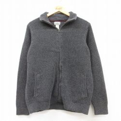 L★古着 エルエルビーン LLBEAN 長袖 フルジップ ドライバーズ ニット カーディガン メンズ 00年代 00s コットン グレー他 【spe】 25mar10 中古 トップス