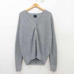 【50%OFF】L★古着 ドッカーズ 長袖 ニット カーディガン メンズ アクリル グレー 霜降り 25mar10 中古 トップス