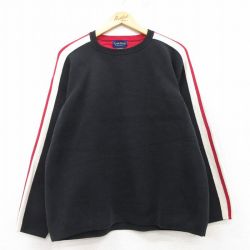 L★古着 長袖 セーター メンズ コットン クルーネック 黒他 ブラック 25mar10 中古 ニット トップス