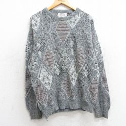 L★古着 ジャンセン 長袖 セーター メンズ 90年代 90s クルーネック USA製 グレー他 25mar10 中古 ニット トップス