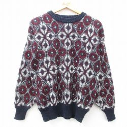 M★古着 ビューグルボーイ 長袖 セーター メンズ 00年代 00s クルーネック 紺他 ネイビー 25mar11 中古 ニット トップス