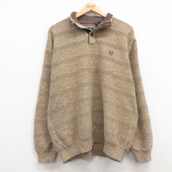 XL★古着 チャップス 長袖 セーター メンズ ワンポイントロゴ コットン 茶 ブラウン 霜降り 25mar11 中古 ニット トップス