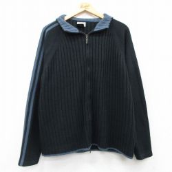 L★古着 アリゾナジーンズ 長袖 ハーフジップ セーター メンズ 00年代 00s ラグラン アクリル 黒他 ブラック 【spe】 25mar12 中古 ニット トップス