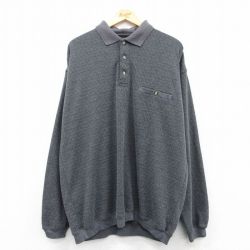 XL★古着 長袖 セーター メンズ 襟付き 大きいサイズ グレー 霜降り 25mar12 中古 ニット トップス