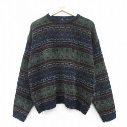 XL★古着 ドッカーズ 長袖 セーター メンズ クルーネック 紺他 ネイビー 25mar12 中古 ニット トップス