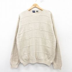 XL★古着 アロー 長袖 セーター メンズ コットン クルーネック ベージュ系 カーキ 25mar12 中古 ニット トップス