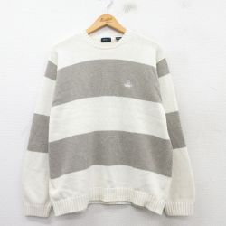 L★古着 IZOD 長袖 セーター メンズ コットン クルーネック グレー他 25mar12 中古 ニット トップス