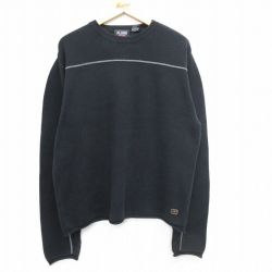 【50%OFF】XL★古着 長袖 セーター メンズ 00年代 00s コットン クルーネック 黒他 ブラック 25mar13 中古 ニット トップス