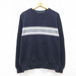 L★古着 セントジョンズベイ 長袖 セーター メンズ コットン クルーネック 紺 ネイビー 25mar13 中古 ニット トップス