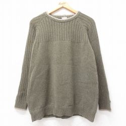 L★古着 コロンビア COLUMBIA 長袖 セーター メンズ 00年代 00s 無地 ラグラン コットン クルーネック 緑他 グリーン 25mar13 中古 ニット トップス