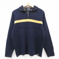 M★古着 アメリカンイーグル American Eagle 長袖 ハーフジップ セーター メンズ コットン 紺他 ネイビー 25mar14 中古 ニット トップス