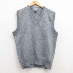 M★古着 ルティグレ ニット ベスト メンズ 90年代 90s 無地 Vネック グレー 25mar14 中古 トップス