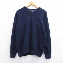 L★古着 IZOD 長袖 セーター メンズ Vネック 濃紺 ネイビー 25mar14 中古 ニット トップス