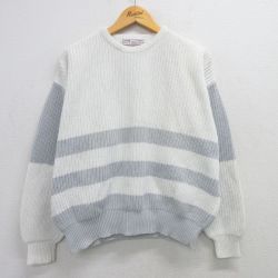 【50%OFF】XL★古着 長袖 セーター メンズ 00年代 00s コットン クルーネック 白他 ホワイト 25mar15 中古 ニット トップス