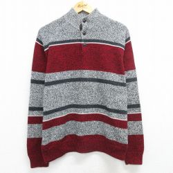 【50%OFF】L★古着 チャップス 長袖 セーター メンズ ヘンリーネック グレー他 25mar15 中古 ニット トップス