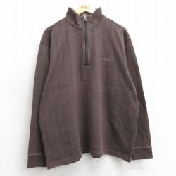 XL★古着 コロンビア COLUMBIA 長袖 ハーフジップ トップス メンズ 00年代 00s ワンポイントロゴ 茶 ブラウン 25mar15 中古