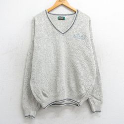 【50%OFF】XL★古着 Dunbrook 長袖 セーター メンズ 90年代 90s SKYTEL 大きいサイズ コットン Vネック USA製 グレー系他 25mar17 中古 ニット トップス