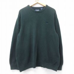 【50%OFF】XL★古着 チャップス 長袖 セーター メンズ ワンポイントロゴ 大きいサイズ クルーネック 緑 グリーン 25mar18 中古 ニット トップス