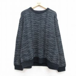 【20%OFF】XL★古着 マンシングウェア 長袖 セーター メンズ アクリル クルーネック 濃紺 ネイビー 25mar22 中古 ニット トップス