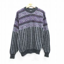 M★古着 ルティグレ 長袖 セーター メンズ 90年代 90s クルーネック USA製 グレー他 25mar28 中古 ニット トップス