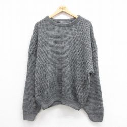 XL★古着 長袖 セーター メンズ 90年代 90s 大きいサイズ アクリル クルーネック USA製 グレー 25aug30 中古 ニット トップス