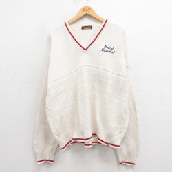 【20%OFF】XL★古着 長袖 セーター メンズ 90年代 90s バスケットボール 大きいサイズ コットン USA製 生成り 25aug30 中古 ニット トップス