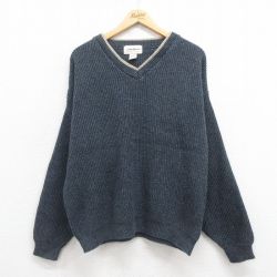 XL★古着 エディーバウアー 長袖 セーター メンズ 00年代 00s Vネック USA製 グレー 【spe】 25aug30 中古 ニット トップス