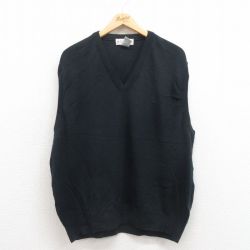 XL★古着 グランドスラム ニット ベスト メンズ ワンポイントロゴ アクリル Vネック 黒 ブラック 25aug30 中古 トップス