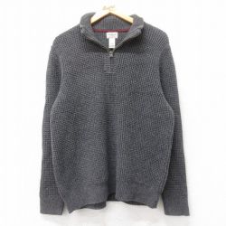 L★古着 エルエルビーン LLBEAN 長袖 ハーフジップ セーター メンズ 00年代 00s コットン 紺他 ネイビー 25sep03 中古 ニット トップス