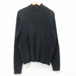 【20%OFF】XL★古着 ラルフローレン Ralph Lauren 長袖 ブランド セーター メンズ 90年代 90s 無地 コットン モックネック 黒 ブラック 【spe】 25sep03 中古 ニット トップス