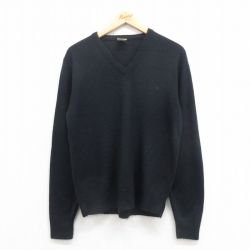 M★古着 ピエールカルダン pierre cardin 長袖 ブランド セーター メンズ 80年代 80s ワンポイントロゴ アクリル 黒 ブラック 25sep06 中古 ニット トップス