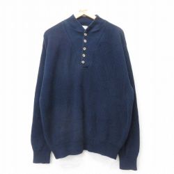 XL★古着 エルエルビーン LLBEAN 長袖 セーター メンズ 80年代 80s 大きいサイズ コットン ヘンリーネック USA製 紺 ネイビー 25sep11 中古 ニット トップス