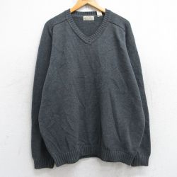 XL★古着 セントジョンズベイ 長袖 セーター メンズ 00年代 00s コットン Vネック 濃グレー 25sep12 中古 ニット トップス