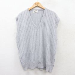 XL★古着 ロンドンフォグ ニット ベスト メンズ 90年代 90s Vネック USA製 グレー 25sep18 中古 トップス